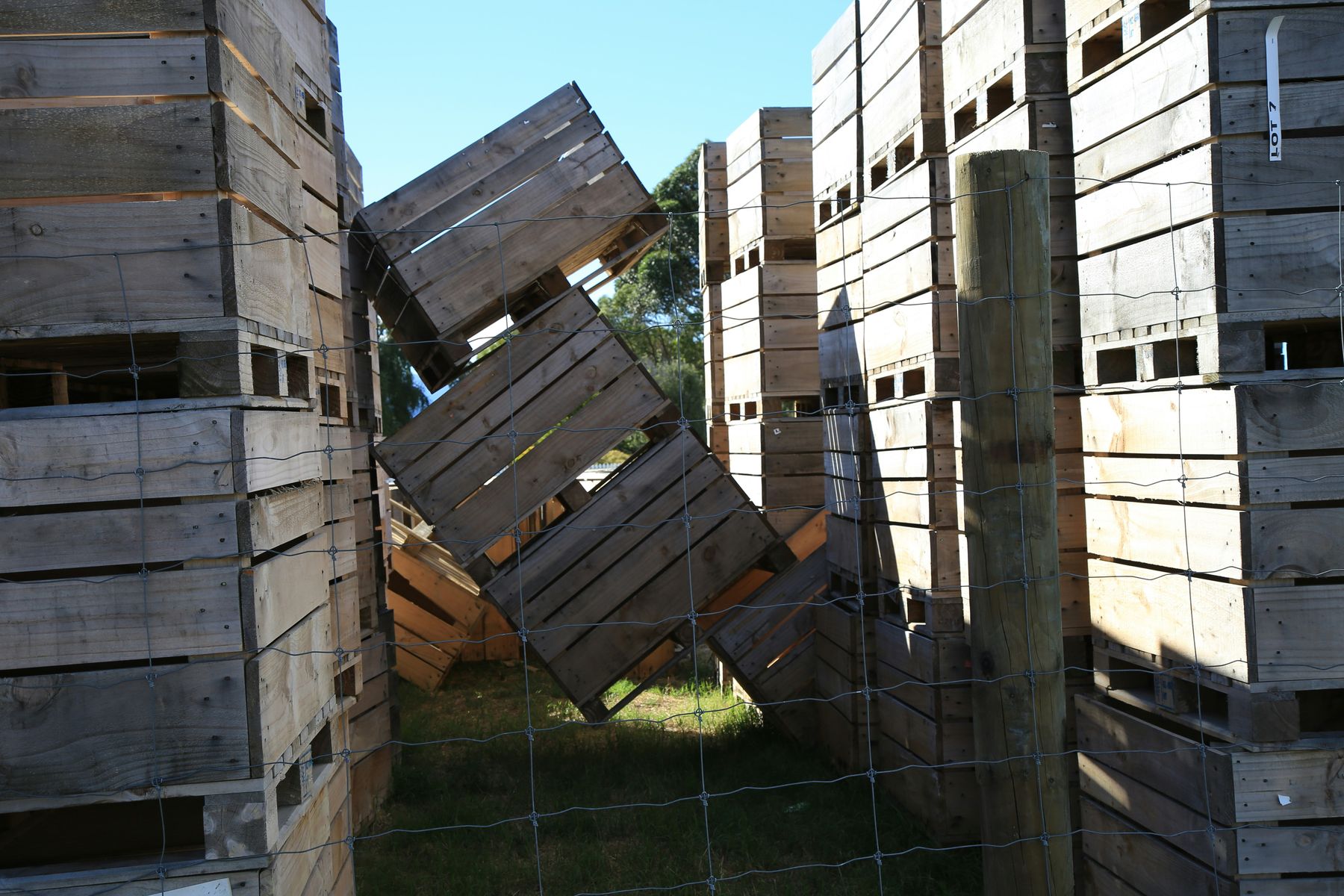 Stacked pallets ready to be turned into furniture