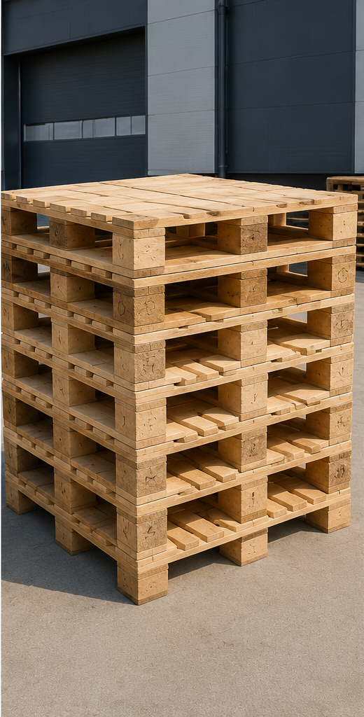 Heavy duty wooden pallet stacked tight for reinforced loads