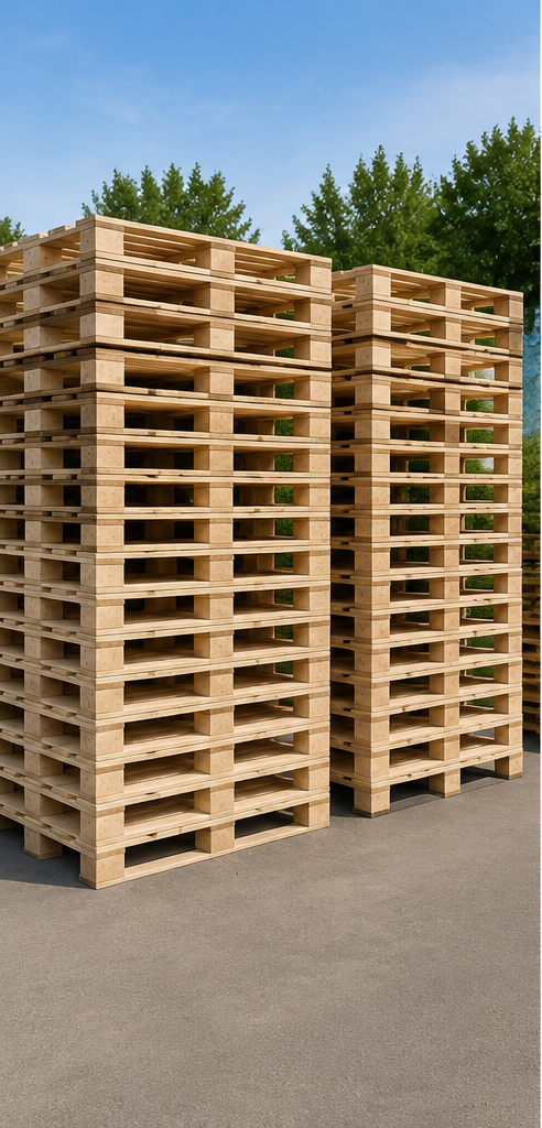 Standard wooden pallets stacked