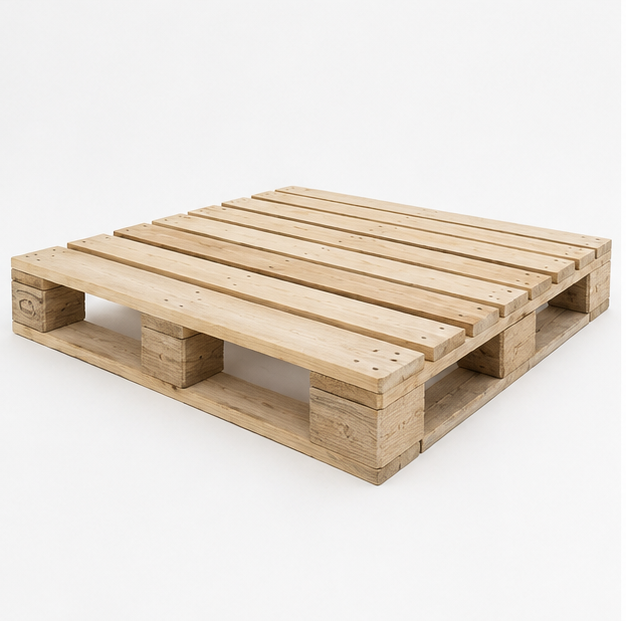 A new wooden pallet built at the Al Sajaa works
