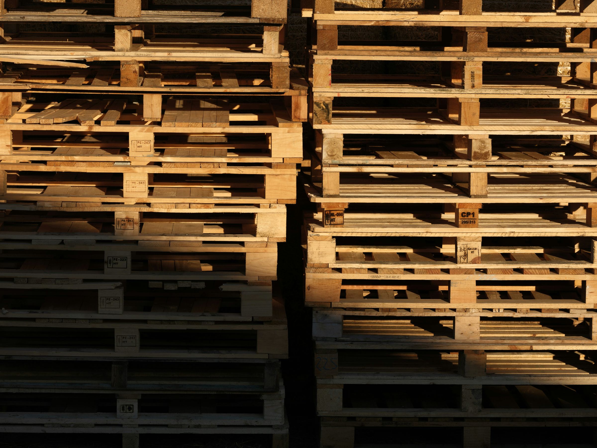 Finished pallet stacks ready in the yard